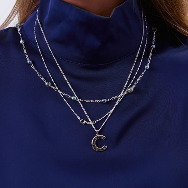 Collares Unisex Galaxy Silver Pearls