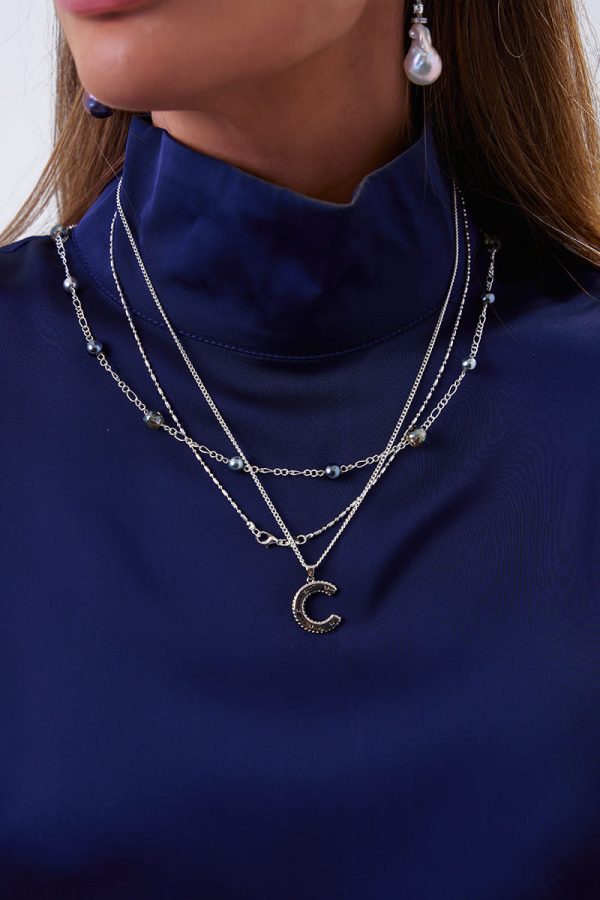 Collares Unisex Galaxy Silver Pearls