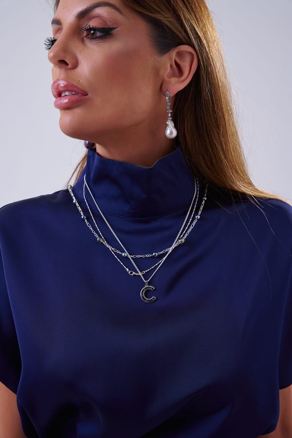 Collares Unisex Galaxy Silver Pearls