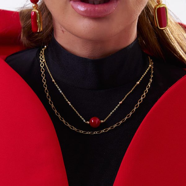 Collar Jade Rojo Gold