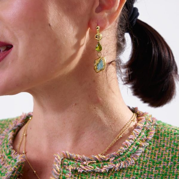 Pendientes Citrino Swarovski Gold