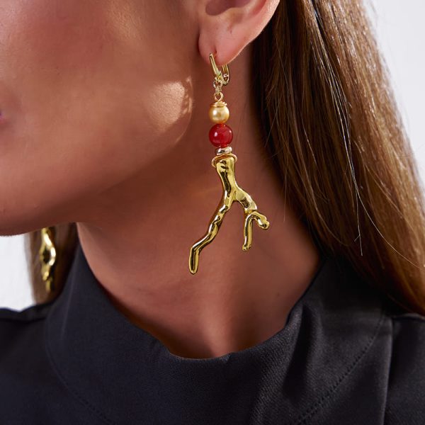 Pendientes Coral Dorado