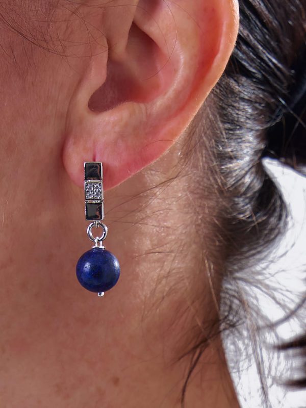 Pendientes Unisex Lapislázuli Silver