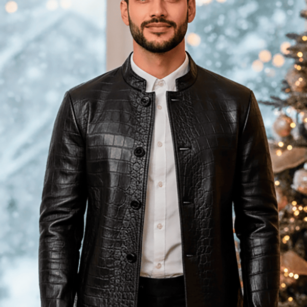 Chaqueta de cuero genuino para hombre estilo clásico atemporal