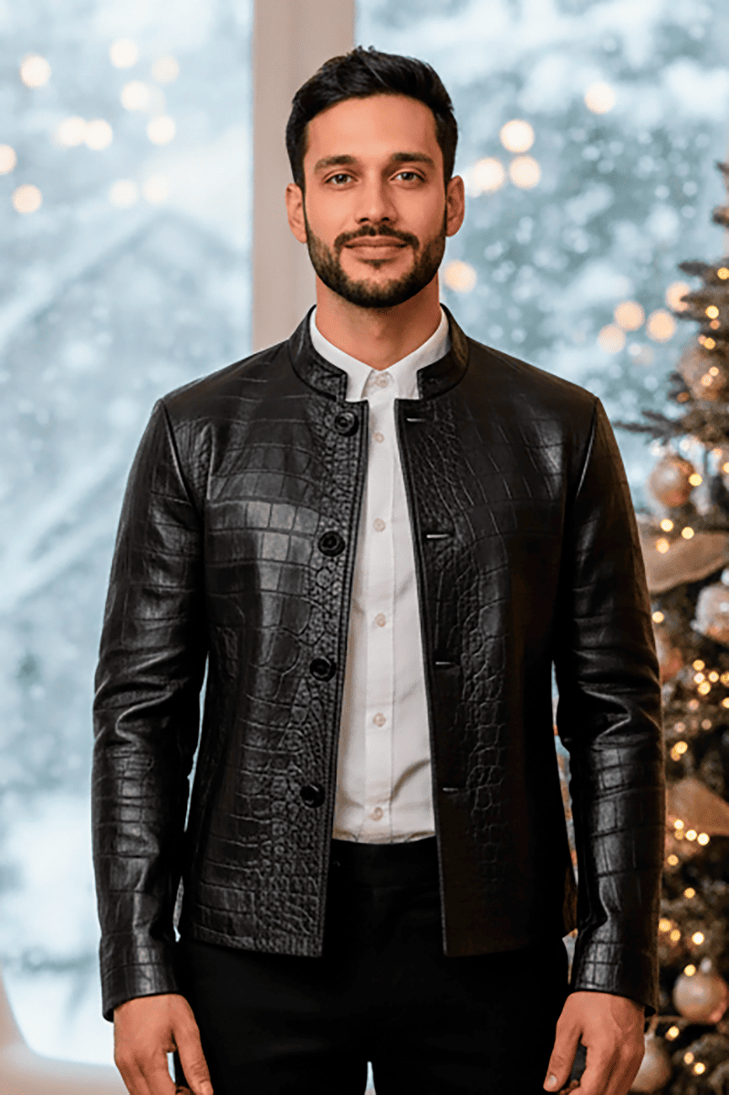 Chaqueta de cuero genuino para hombre estilo clásico atemporal